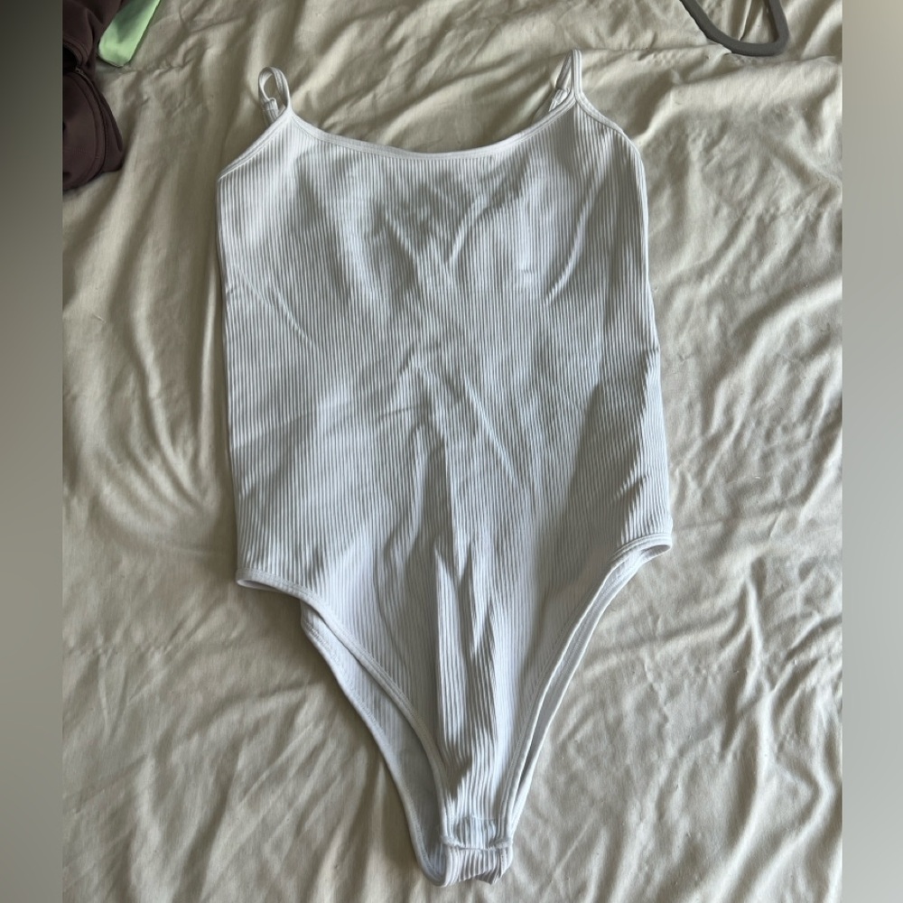 White Ribbed Bodysuit